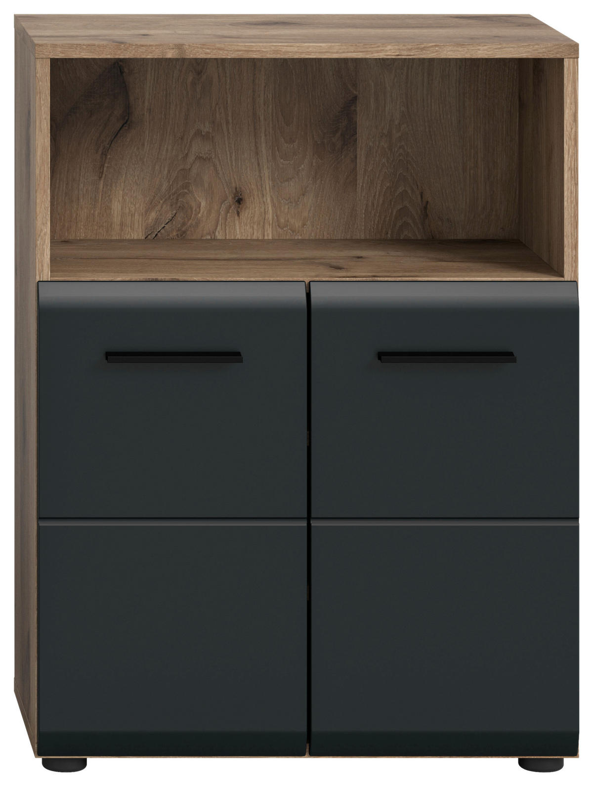 MIDISKÅP  - mörk ek/svart, Basics, trämaterial/plast (60/80/30cm) - MID.YOU