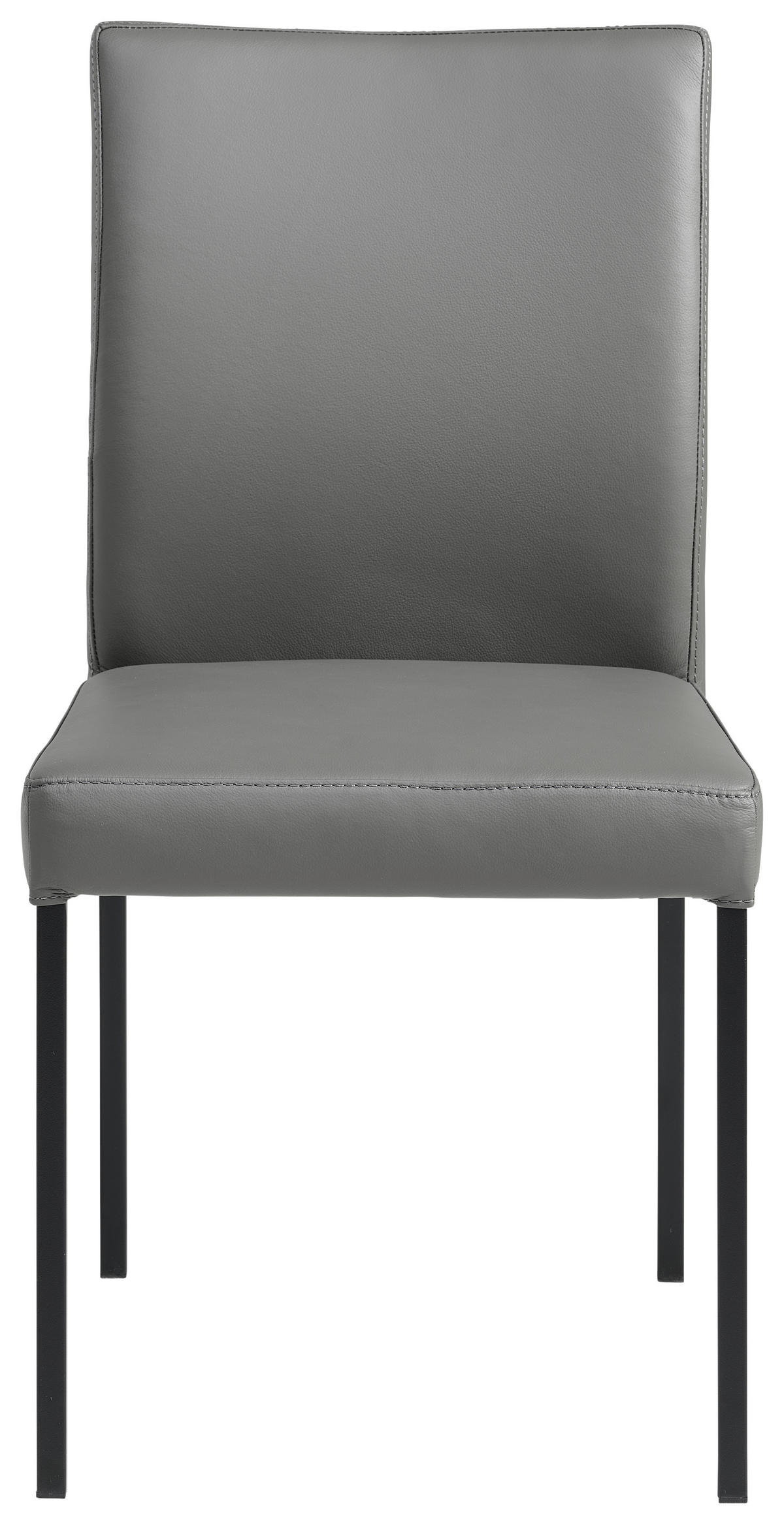 CHAISE  in Stahl Echtleder pigmentiert  - noir/anthracite, Modern, cuir/métal (45,5/86/57,5cm) - Livetastic