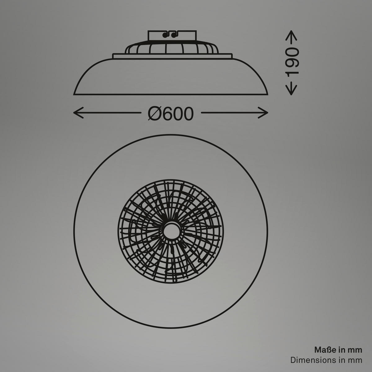 Deckenleuchte mit Ventilator 60/19 cm  - Schwarz/Weiß, Design, Kunststoff (60/19cm)