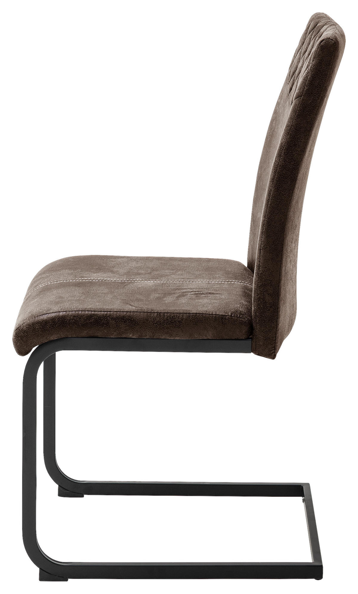 SCHWINGSTUHL  in Eisen Lederlook  - Schwarz/Braun, Design, Textil/Metall (42/94/60cm) - Ti'me