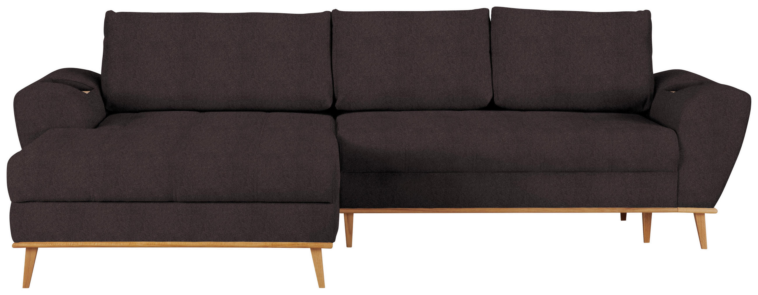 ECKSOFA in Webstoff Dunkelbraun  - Eichefarben/Dunkelbraun, Design, Holz/Textil (175/282cm) - Carryhome