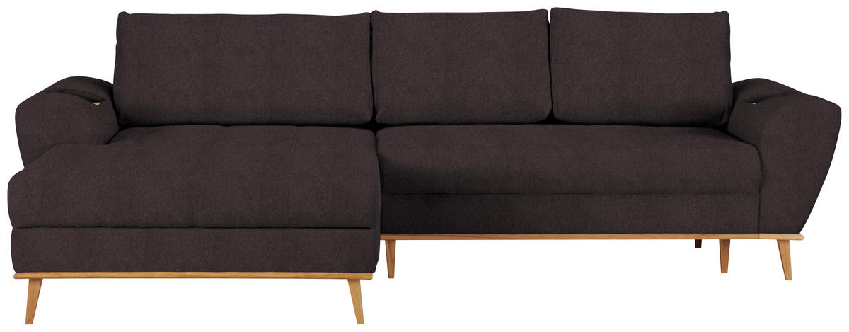 ECKSOFA in Webstoff Dunkelbraun  175/282 cm  - Eichefarben/Dunkelbraun, Design, Holz/Textil (175/282cm) - Carryhome