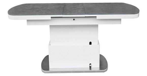 COUCHTISCH ESG 135-160/75/51 cm oval Grau, Weiß, Edelstahlfarben  - Edelstahlfarben/Weiß, Design, Glas/Holzwerkstoff (135-160/75/51cm) - Novel