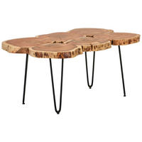 COUCHTISCH Akazie vollmassiv Freiform Schwarz, Akaziefarben  - Schwarz/Akaziefarben, Natur, Holz/Metall (93/60/45cm) - Livetastic