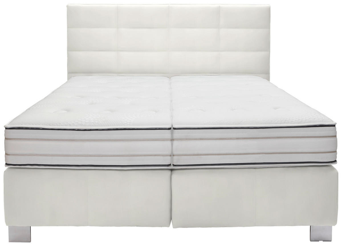 BOXSPRINGBETT 180/200 cm  in Weiss  - Weiss/Alufarben, Konventionell, Holzwerkstoff/Textil (180/200cm) - Dieter Knoll