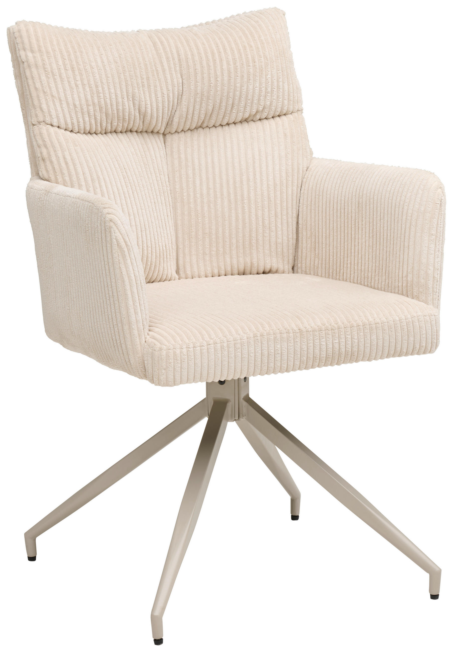 ARMLEHNSTUHL  Sitzfläche 180° drehbar, automatische Rückholfunktion Cord  - Beige/Creme, MODERN, Textil/Metall (57/89/67cm) - MID.YOU