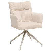 ARMLEHNSTUHL  Sitzfläche 180° drehbar, automatische Rückholfunktion Cord  - Beige/Creme, MODERN, Textil/Metall (57/89/67cm) - MID.YOU