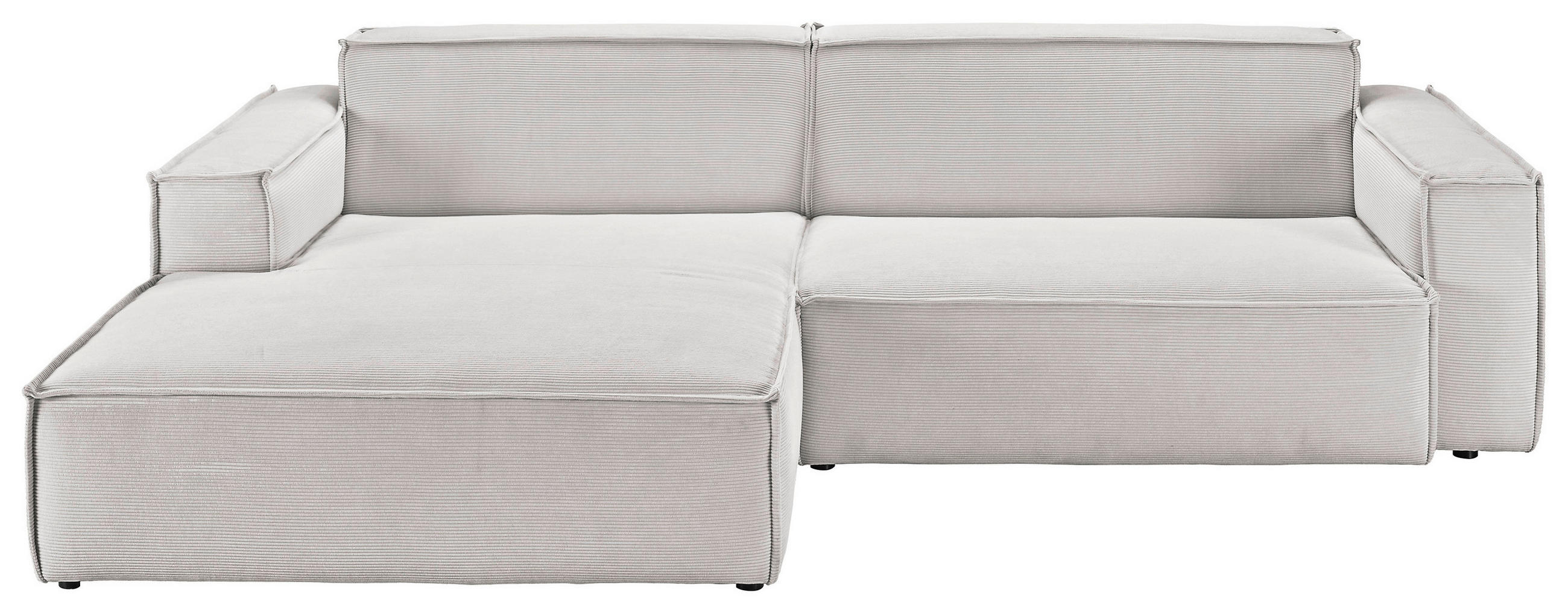 ECKSOFA in Feincord Hellgrau  168/276 cm  - Hellgrau/Schwarz, KONVENTIONELL, Kunststoff/Textil (168/276cm) - Hom`in