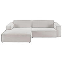 ECKSOFA in Feincord Hellgrau  168/276 cm  - Hellgrau/Schwarz, KONVENTIONELL, Kunststoff/Textil (168/276cm) - Hom`in