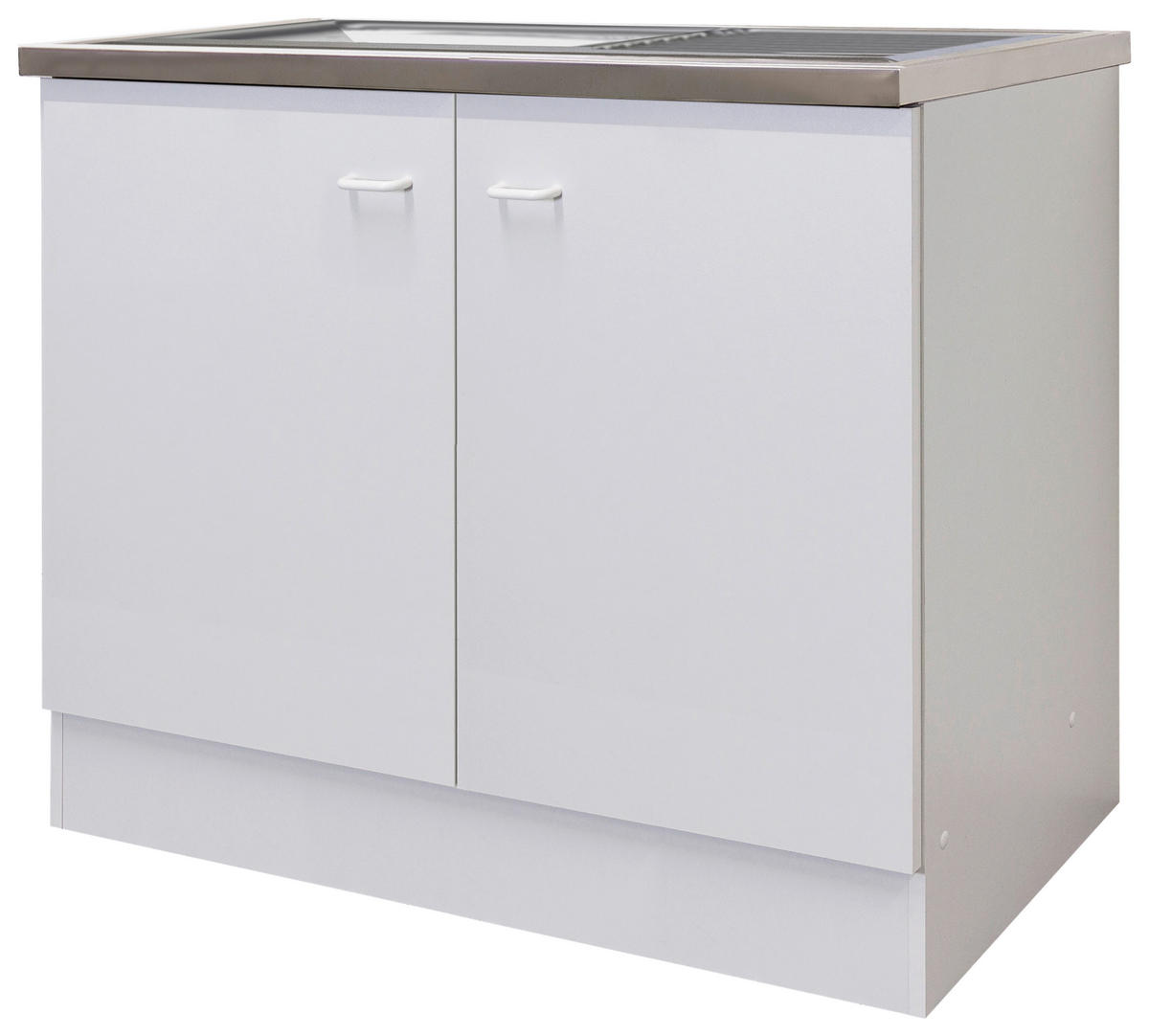 SPÜLENUNTERSCHRANK 100/85/50 cm  in Weiß  - Hellgrau/Weiß, KONVENTIONELL, Holzwerkstoff/Kunststoff (100/85/50cm) - FlexWell