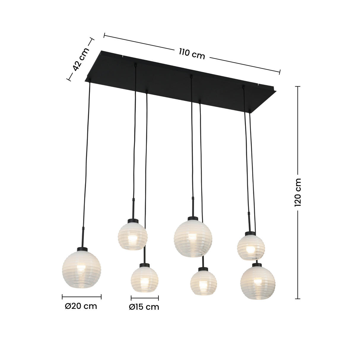 HÄNGELEUCHTE 110/31/120 cm  - Transparent/Schwarz, Trend, Glas/Kunststoff (110/31/120cm) - Collett's Monde