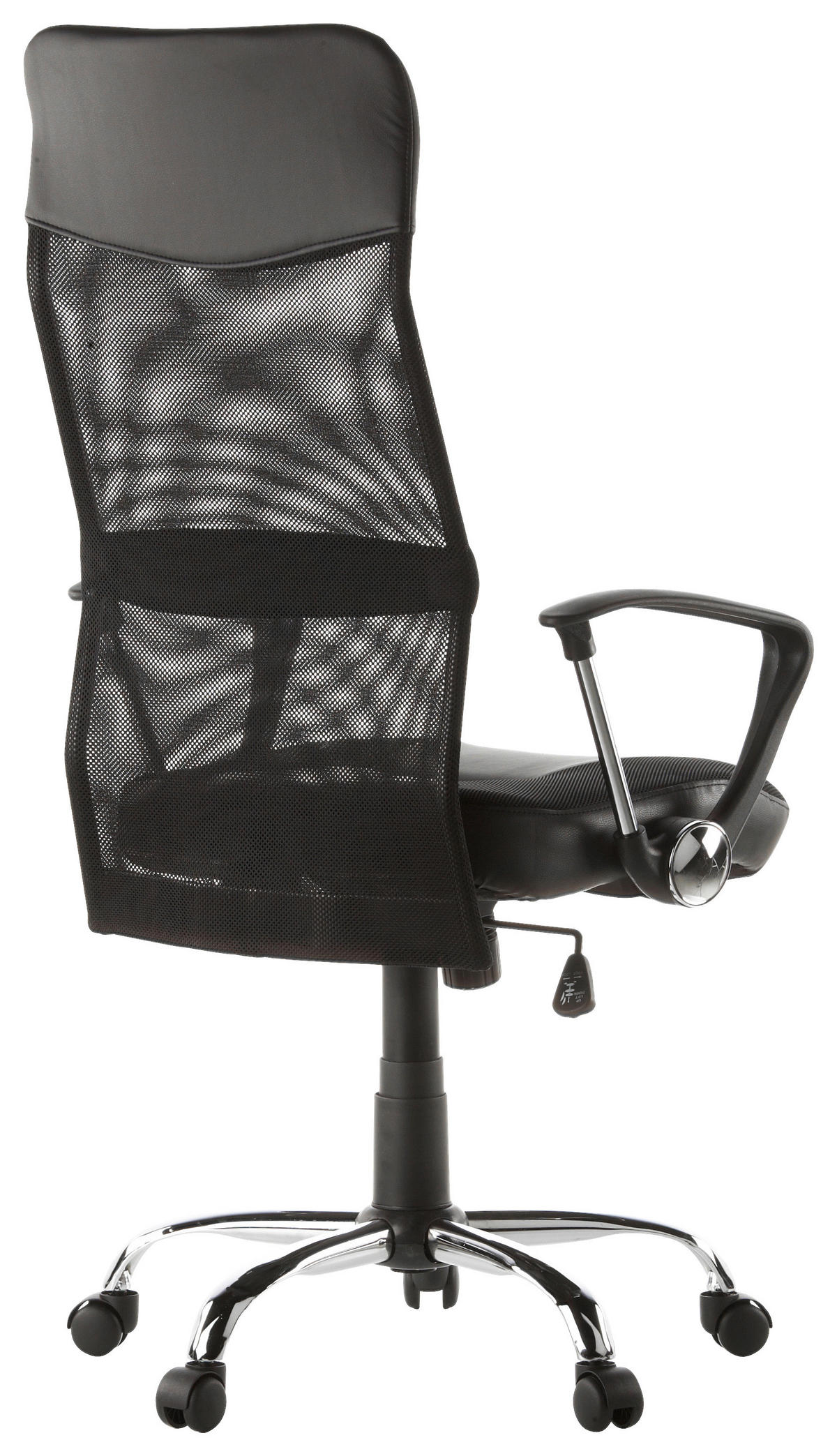 DREHSTUHL Lederlook, Netzbespannung Schwarz, Chromfarben  - Chromfarben/Schwarz, MODERN, Kunststoff/Textil (60/122/52cm) - MID.YOU