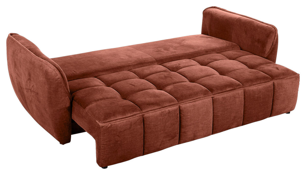 SCHLAFSOFA in Flachgewebe Rostfarben  - Rostfarben/Schwarz, Konventionell, Kunststoff/Textil (250/70/118cm) - MID.YOU