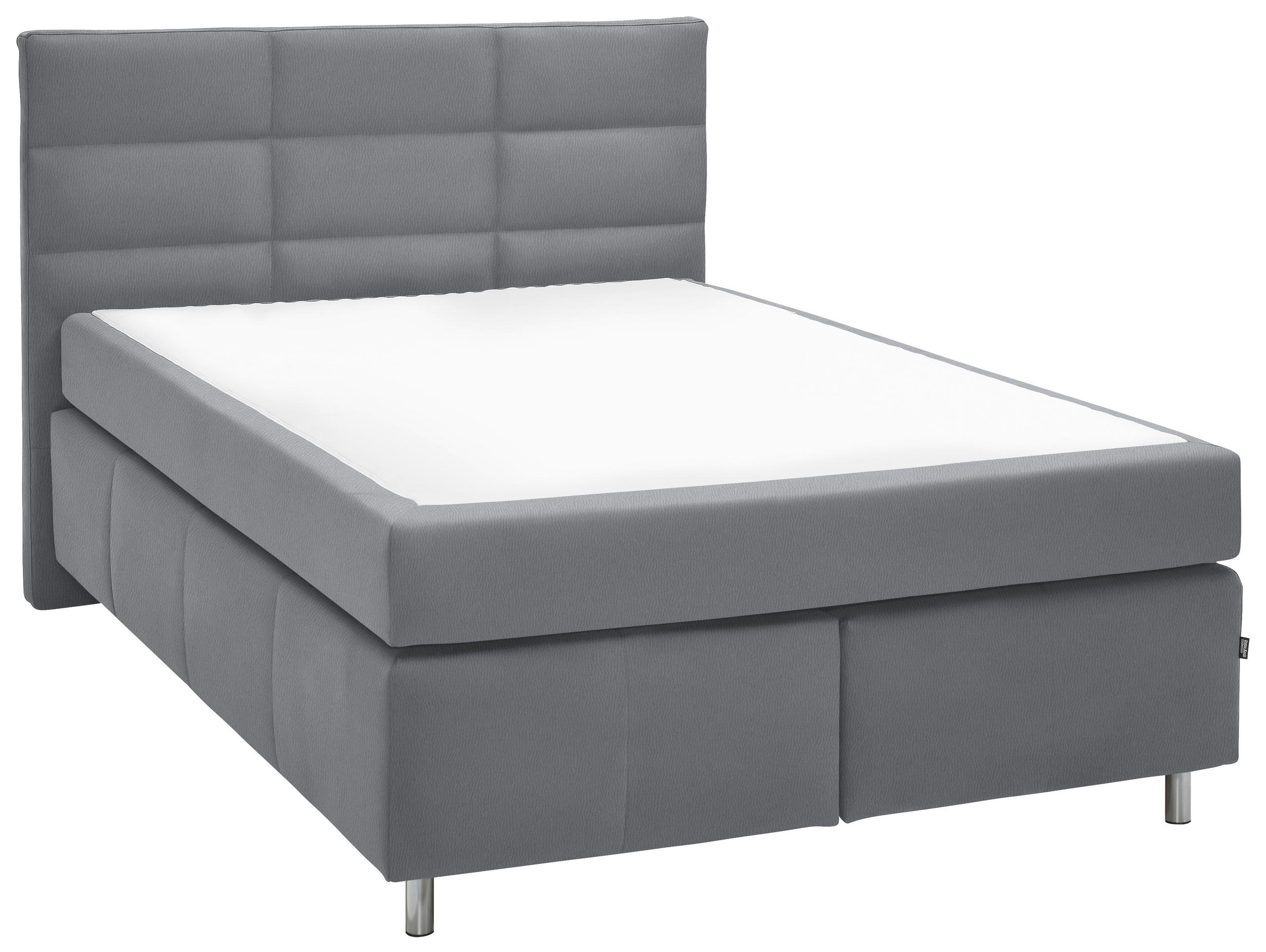 BOXSPRINGBETT 140/200 cm  in Hellgrau  - Hellgrau/Alufarben, KONVENTIONELL, Textil/Metall (140/200cm) - Dieter Knoll