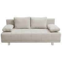 SCHLAFSOFA  mit Schlafen auf Sitzhöhe, Rücken echt Samt Beige  - Chromfarben/Beige, Design, Kunststoff/Textil (194/77/89cm) - MID.YOU