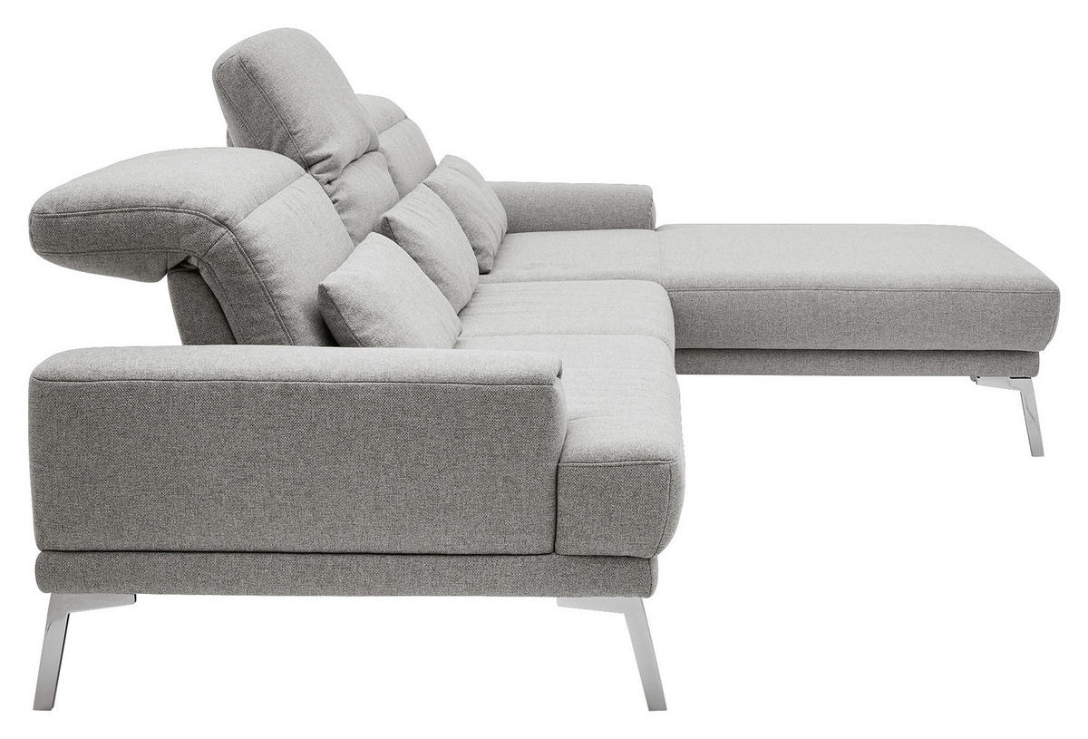 ECKSOFA Grau Flachgewebe  - Chromfarben/Grau, Design, Textil/Metall (288/193-220cm) - Musterring