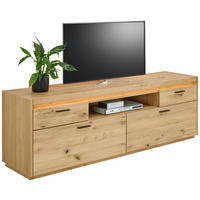 LOWBOARD  in 192,6/63,9/49,8 cm  - Eichefarben/Schwarz, Natur, Glas/Holz (192,6/63,9/49,8cm) - Linea Natura