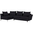 ECKSOFA in Webstoff Schwarz  - Schwarz, Design, Textil/Metall (182/280cm) - Carryhome