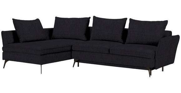 ECKSOFA in Webstoff Schwarz  - Schwarz, Design, Textil/Metall (182/280cm) - Carryhome