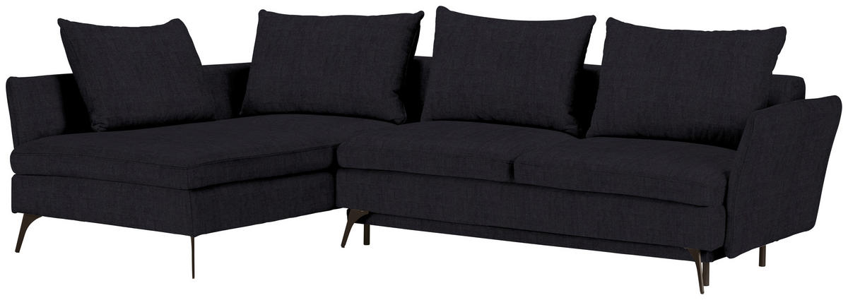 ECKSOFA in Webstoff Schwarz  182/280 cm  - Schwarz, Design, Textil/Metall (182/280cm) - Carryhome