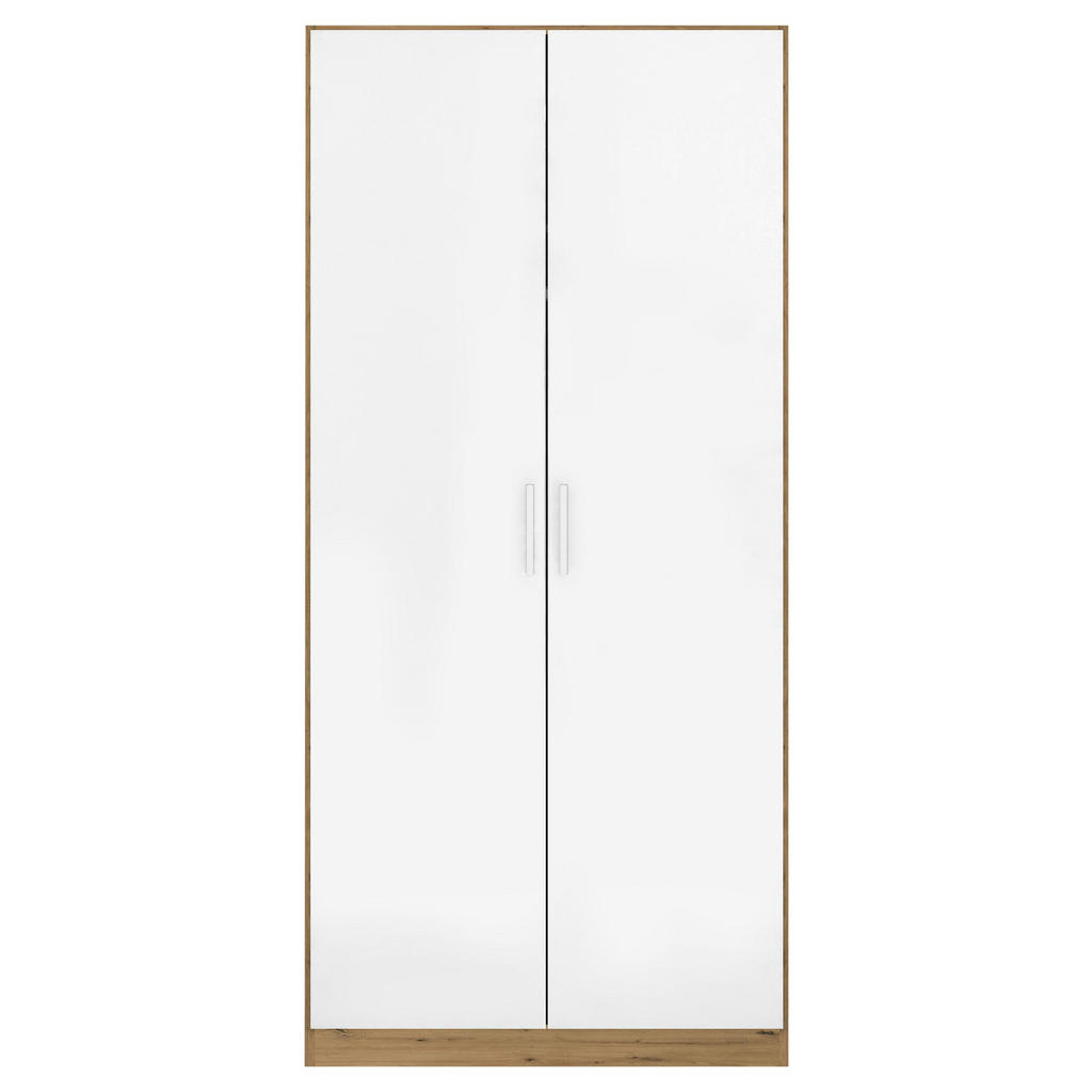Thumbnail - Rauch Möbel Drehtürenschrank, Eiche Artisan, Weiß Hochglanz, Holzwerkstoff, 1 Fächer, 91x197x54 cm, Blauer Engel, Made i...