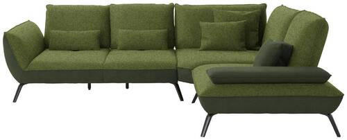 ECKSOFA in Flachgewebe Grün  - Schwarz/Grün, Design, Textil/Metall (310/250cm) - Moderano