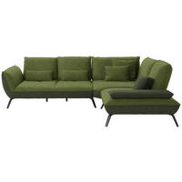 ECKSOFA in Flachgewebe Grün  - Schwarz/Grün, Design, Textil/Metall (310/250cm) - Moderano