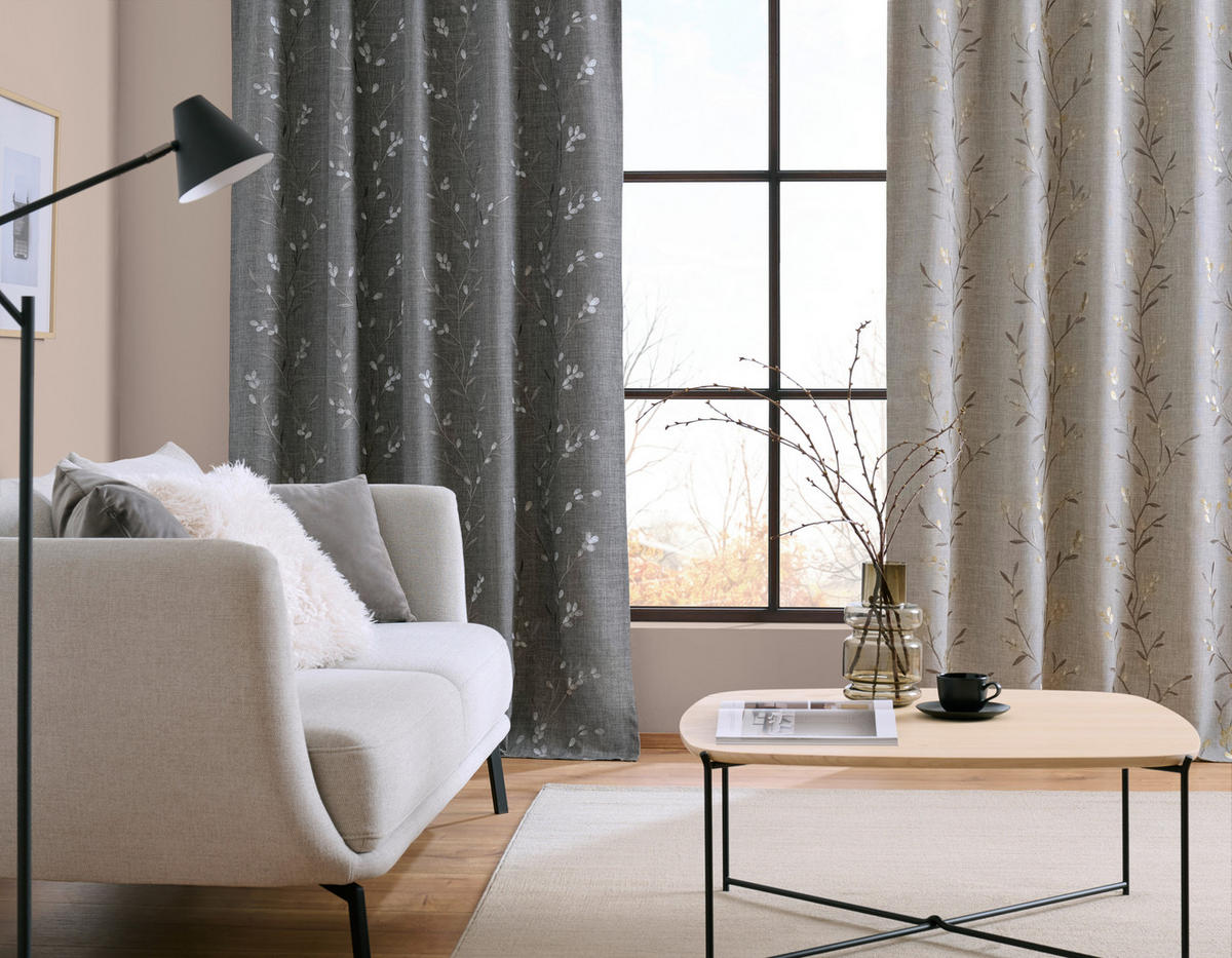 FERTIGVORHANG blickdicht  - Dunkelgrau/Grauweiss, Konventionell, Textil (140/245cm) - Esposa