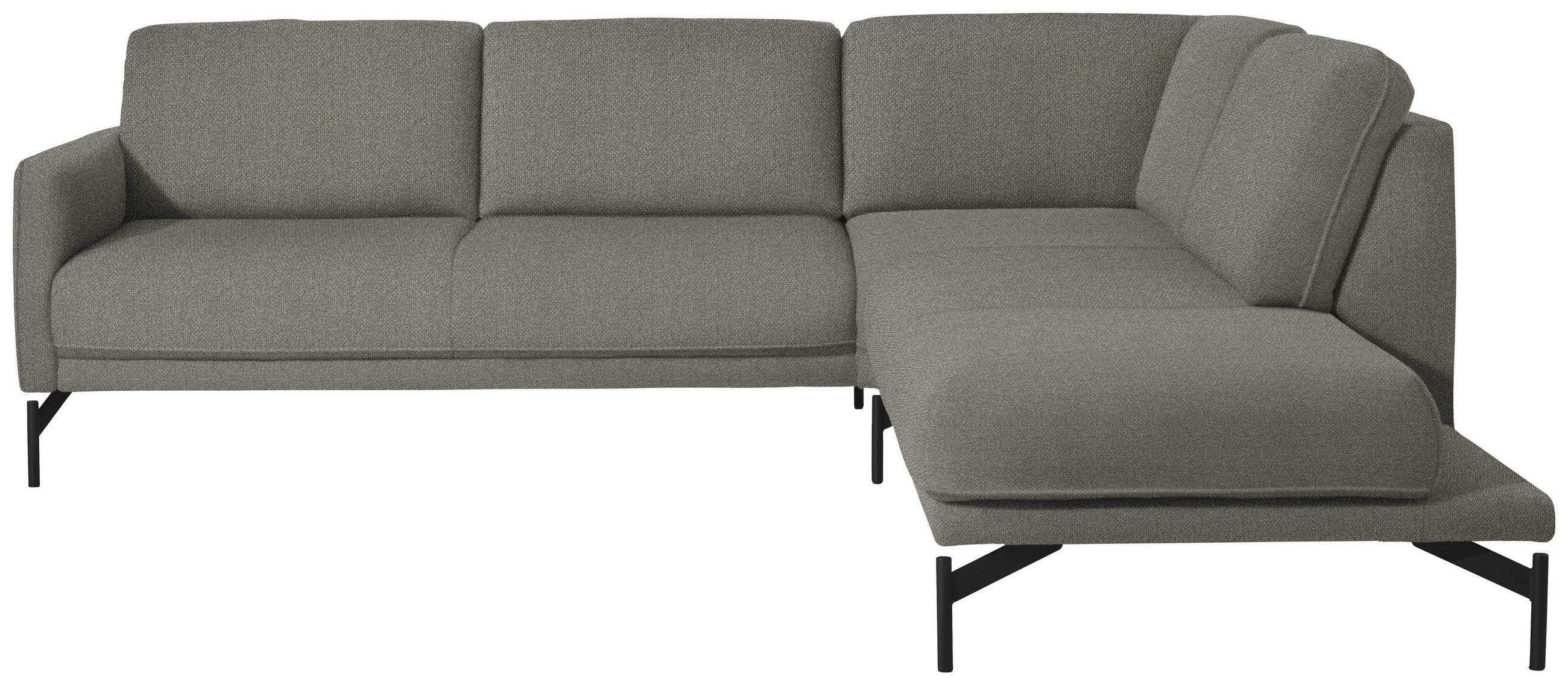 ECKSOFA in Flachgewebe, Struktur Graubraun  - Anthrazit/Graubraun, Design, Textil/Metall (254/230cm) - Johann Jakob