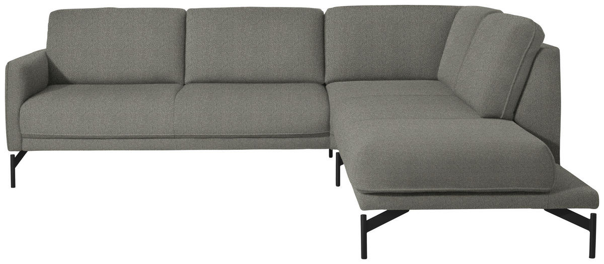 ECKSOFA in Flachgewebe, Struktur Graubraun  - Anthrazit/Graubraun, Design, Textil/Metall (254/230cm) - Johann Jakob