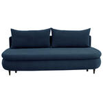 SCHLAFSOFA Simon Webstoff, Plüsch Dunkelblau  inkl. Rückenkissen, Bettkasten, Schlaffunktion, Rücken echt  - Schwarz/Dunkelblau, Design, Textil (213/89/105cm) - Novel