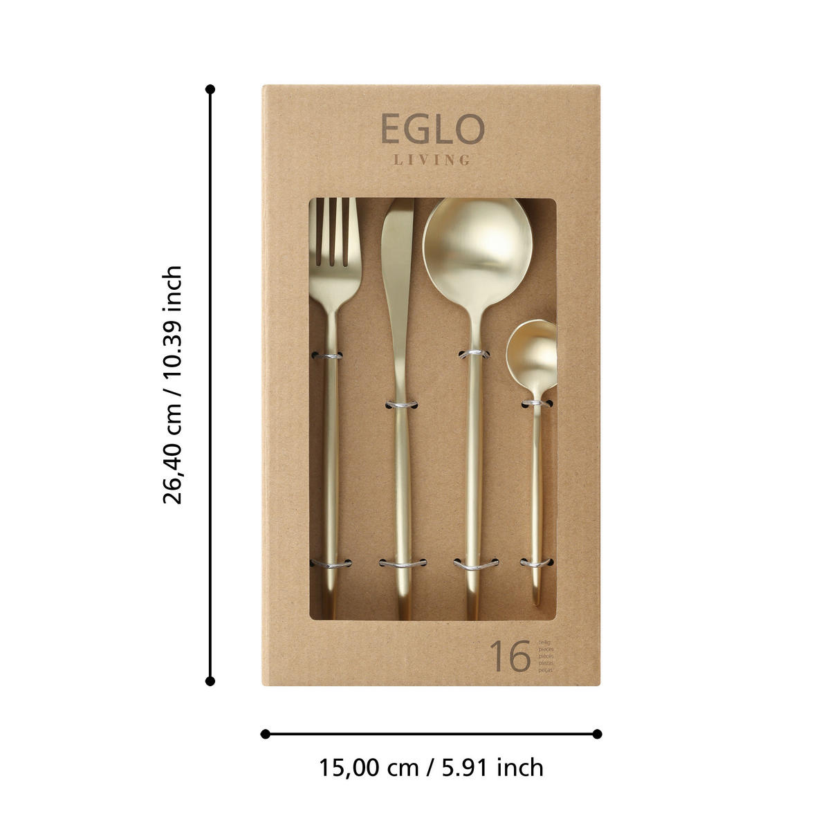 BESTECKSET 16-teilig Edelstahl  für  - Champagner/Goldfarben, Basics, Metall (21,5cm) - Eglo