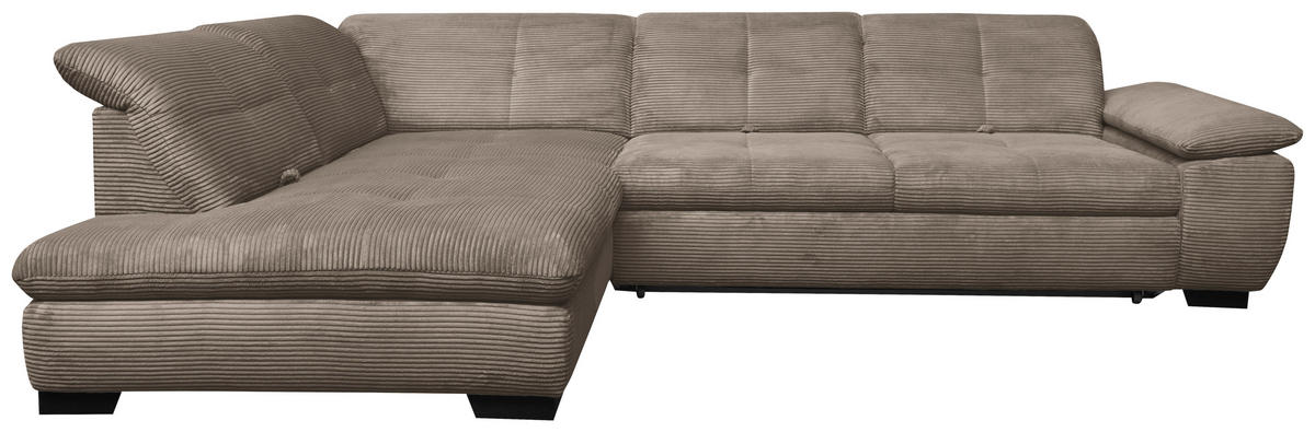 ECKSOFA in Cord Graubraun  - Graubraun/Schwarz, Design, Textil/Metall (242/313cm) - Xora