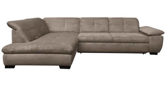 ECKSOFA in Cord Graubraun  - Graubraun/Schwarz, Design, Textil/Metall (242/313cm) - Xora