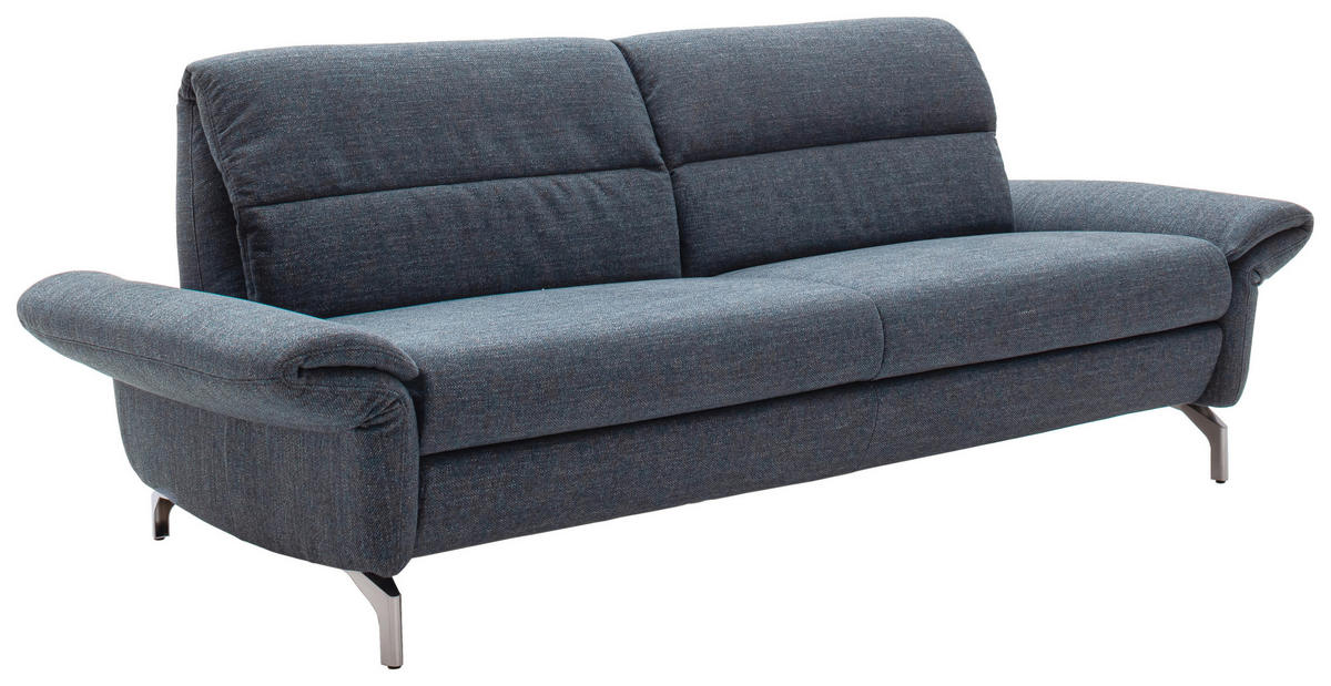 2-SITZER-SOFA Flachgewebe Blaugrau  - Blaugrau/Nickelfarben, Design, Textil/Metall (186/87/100cm) - Schöner Wohnen