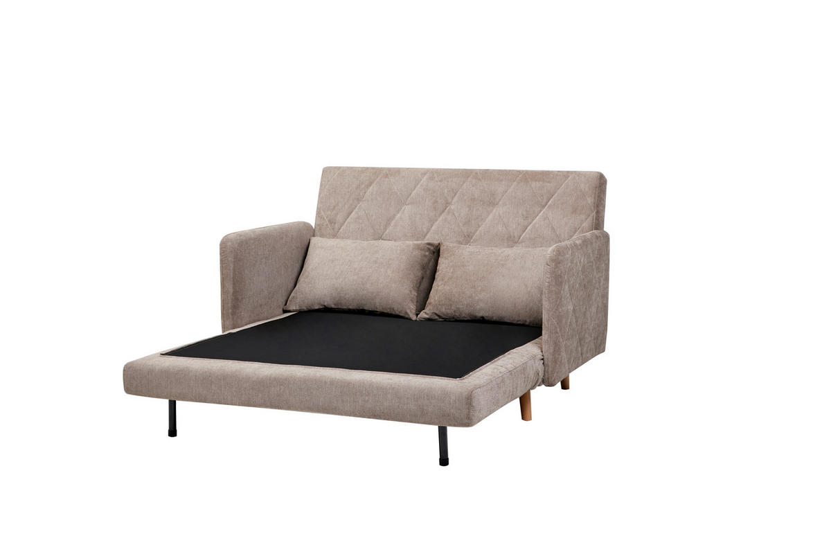 SCHLAFSOFA in Textil Hellbraun  - Hellbraun/Eichefarben, Lifestyle, Holz/Textil (132/81/90cm) - MID.YOU