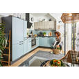 ECKKÜCHE 305/185 cm  in Eichefarben, Pastellblau  - Pastellblau/Eichefarben, Design, Holzwerkstoff/Metall (305/185cm) - Xora