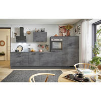 KÜCHENBLOCK PN 100 360 cm  in Graphitfarben  - Schwarz/Graphitfarben, Design, Holzwerkstoff/Metall (360cm) - Pino
