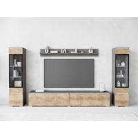 WOHNWAND Vera 4-teilig  in Anthrazit, Kastanieneichefarben  240/130/33 cm  - Kastanieneichefarben/Anthrazit, Trend, Glas/Holzwerkstoff (240/130/33cm)