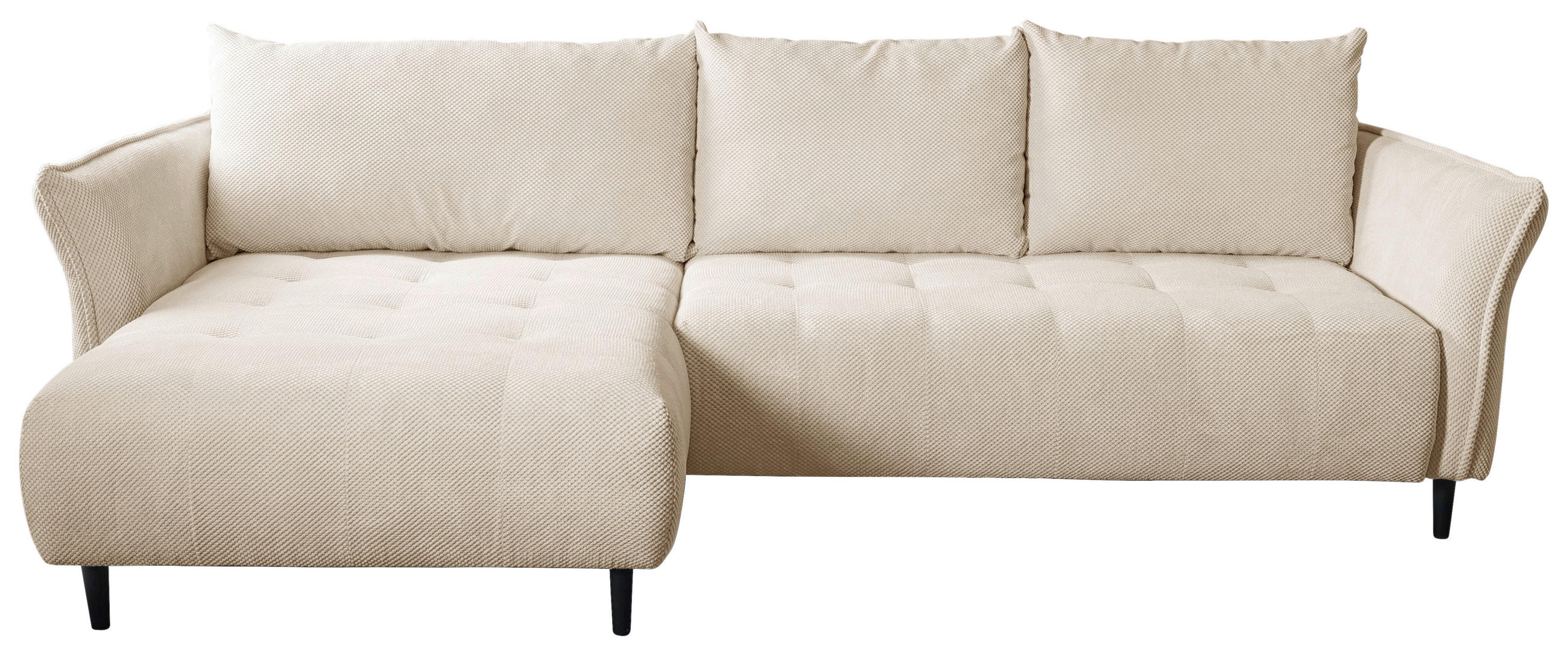 ECKSOFA MONTE CARLO Creme Struktur, Plüsch  - Creme/Schwarz, Trend, Textil (160/290cm) - MID.YOU