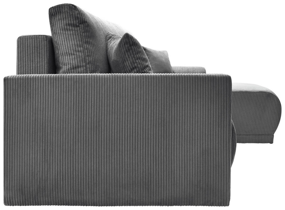 ECKSOFA KIMMY Grau Cord Zierkissen, Rückenkissen, Bettkasten  - Schwarz/Grau, Design, Kunststoff/Textil (233/146cm) - P & B
