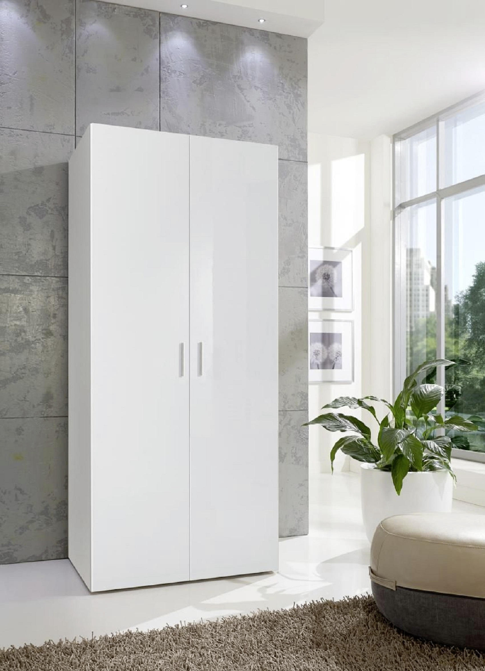 MEHRZWECKSCHRANK 80/185/40 cm  in Weiß  - Chromfarben/Weiß, KONVENTIONELL, Holzwerkstoff/Kunststoff (80/185/40cm) - Xora