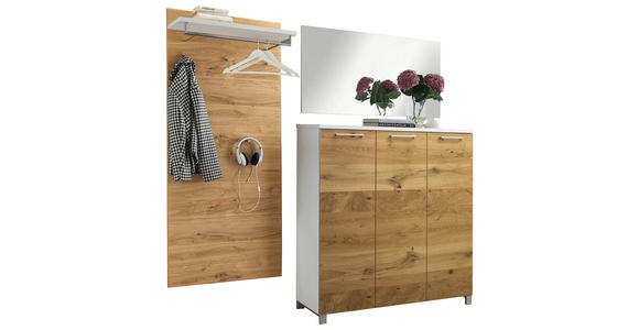 SCHUHSCHRANK 126/126/37 cm - Chromfarben/Eichefarben, Design, Holz/Holzwerkstoff (126/126/37cm) - Dieter Knoll