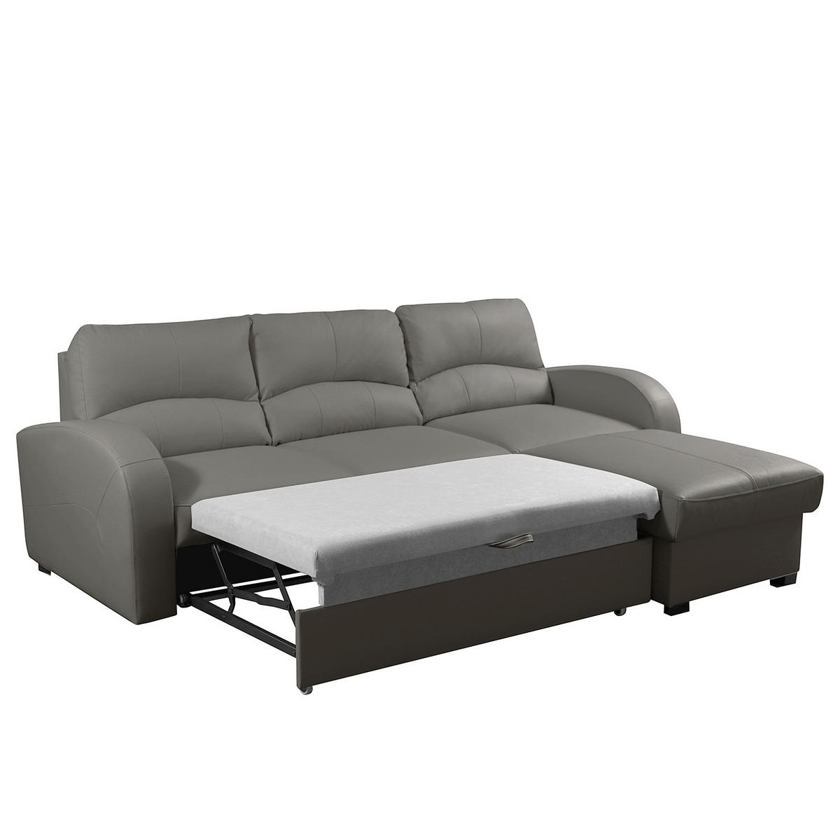 ECKSOFA 227/168 cm TILO in Lederlook Grau Bettkasten  227/168 cm  - Schwarz/Grau, Design, Kunststoff/Textil (227/168cm) - Livetastic