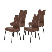 STUHL-SET 4 Stück  in Stahl Mikrofaser Metall, Textil  - Schwarz/Braun, MODERN, Textil/Metall (43/99/60cm) - MID.YOU