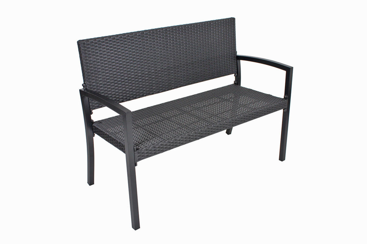 2-SITZER-BANK  in Schwarz  - Schwarz, Basics, Kunststoff/Metall (116/60/87cm) - Gardenson