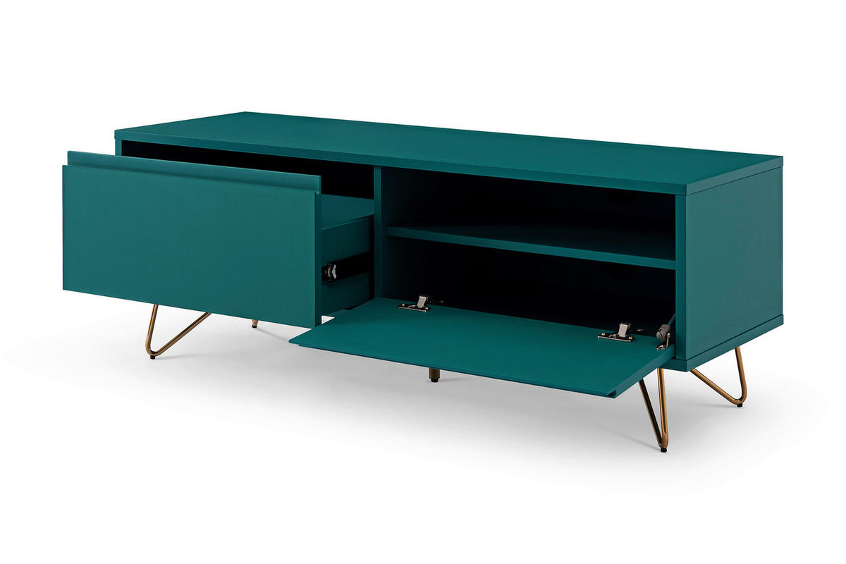 NÍZKA KOMODA, modrá, 120/45/40 cm - modrá/mosadzná, Design, kov/kompozitné drevo (120/45/40cm) - Livetastic