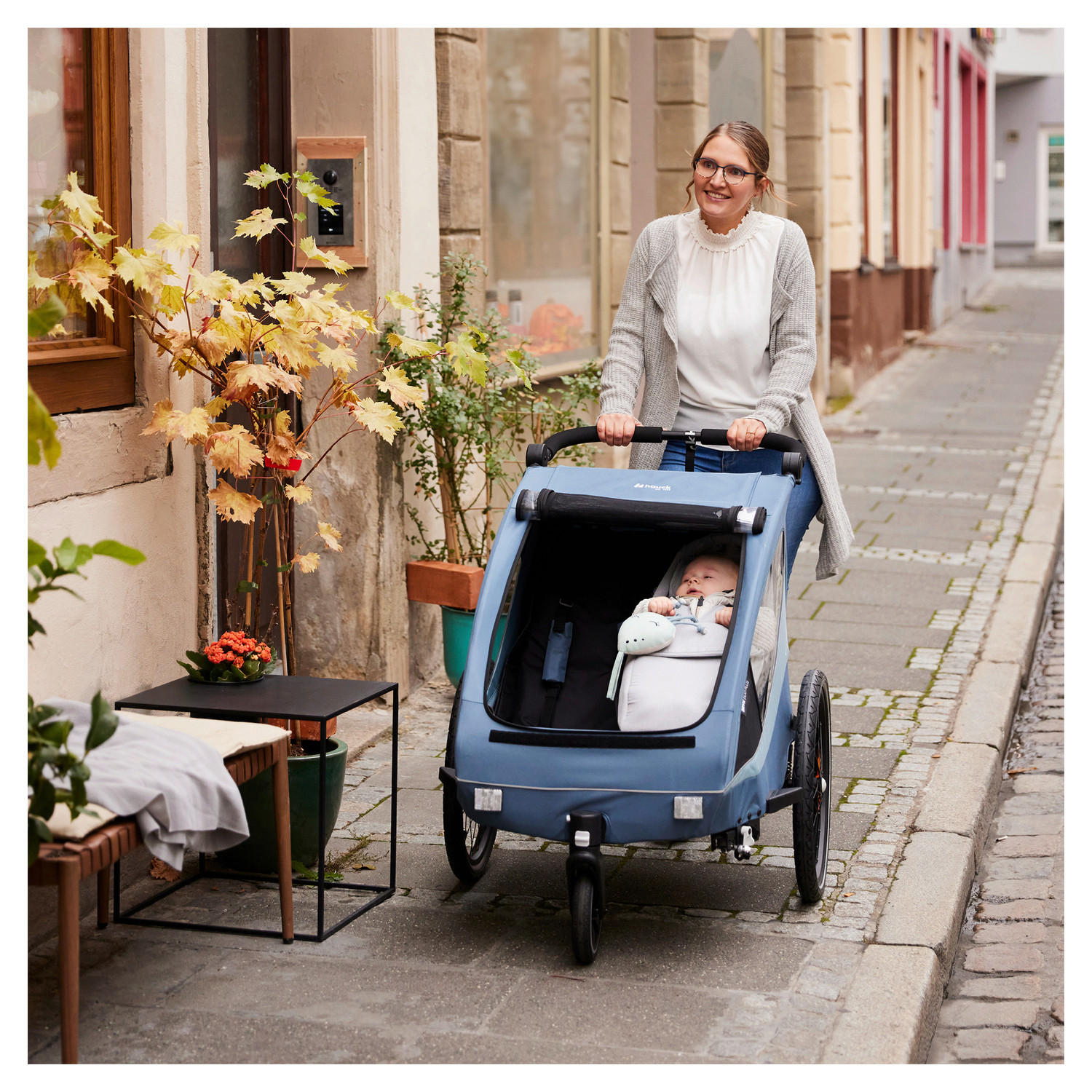 FAHRRADANHÄNGER   Dryk Duo Plus  - Schwarz, Basics, Kunststoff/Textil (79/107/114cm) - Hauck