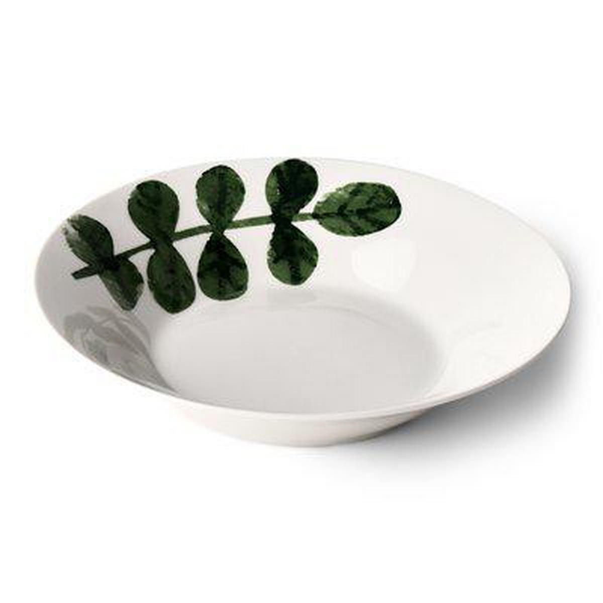 DJUP TALLRIK 20 cm  - vit/grön, Basics, keramik (20cm)