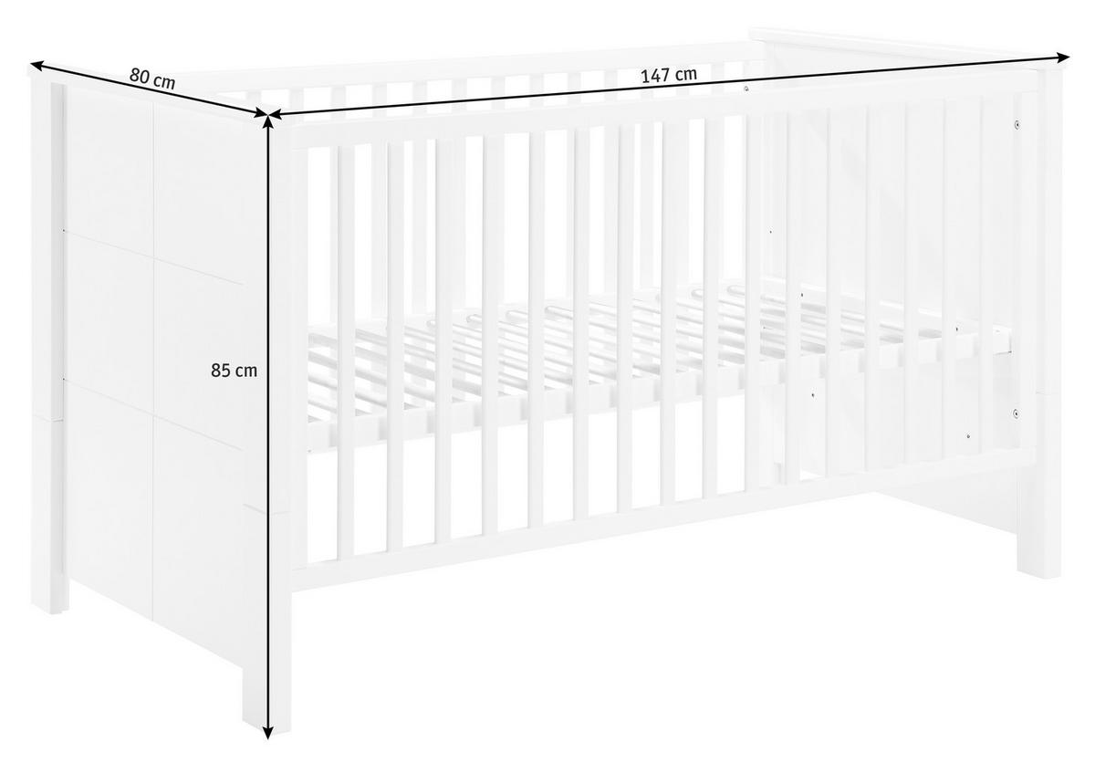 GITTERBETT Julija  - Weiß, Trend, Holz (147/85/80cm) - My Baby Lou